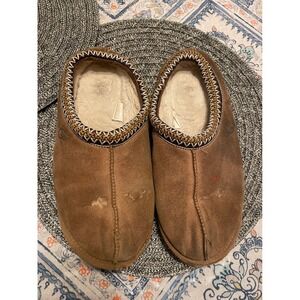 UGG Tasman Slipper Chestnut Suede Sheepskin Lining Mules Womens 9 5955